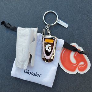 NEW NWT Glossier LA Keychain Flip Cell Phone Mirror (Exclusive Limited Edition)